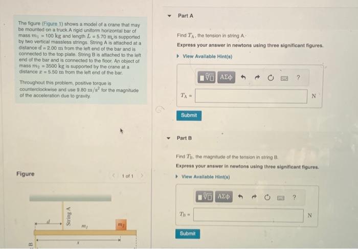 Solved The figure (Figure 1) shows at model of a crane that | Chegg.com