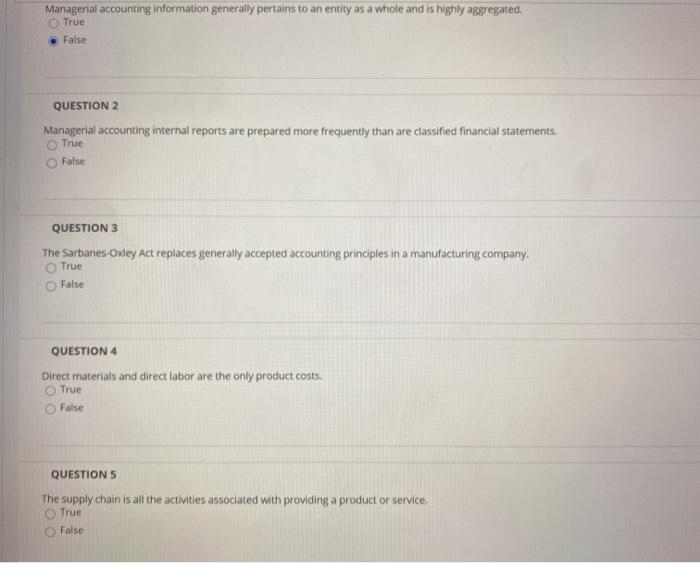 Solved Managerial accounting information generally pertains | Chegg.com