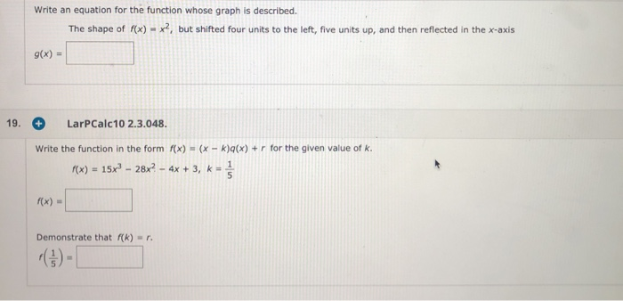 Solved Write an equation for the function whose graph is | Chegg.com