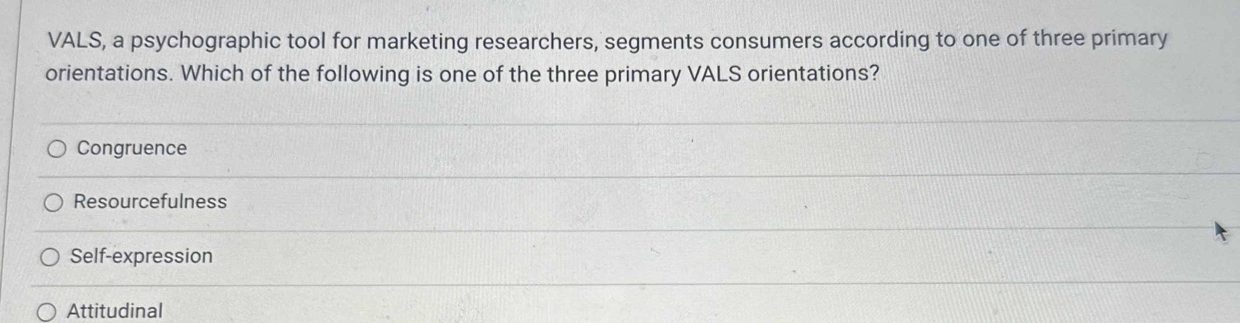 Solved VALS, a psychographic tool for marketing researchers, | Chegg.com