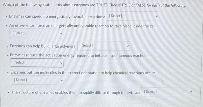 Solved Which of the following statements about enzymes are | Chegg.com