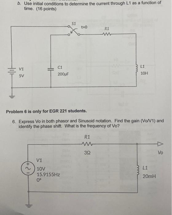 Solved B. Use Initial Conditions To Determine The Current | Chegg.com