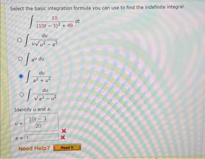 Solved Select the basic integration formula you can use to | Chegg.com