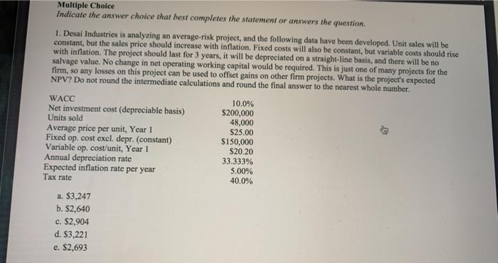 Solved Multiple Choice Indicate the answer choice that best | Chegg.com