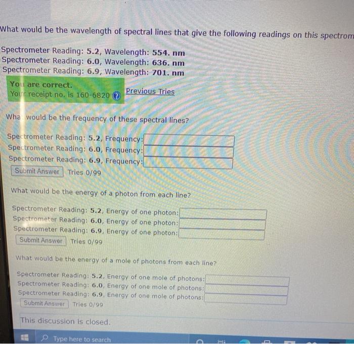 Solved macrometer Color Wavelength, nm Spectrometer Reading | Chegg.com