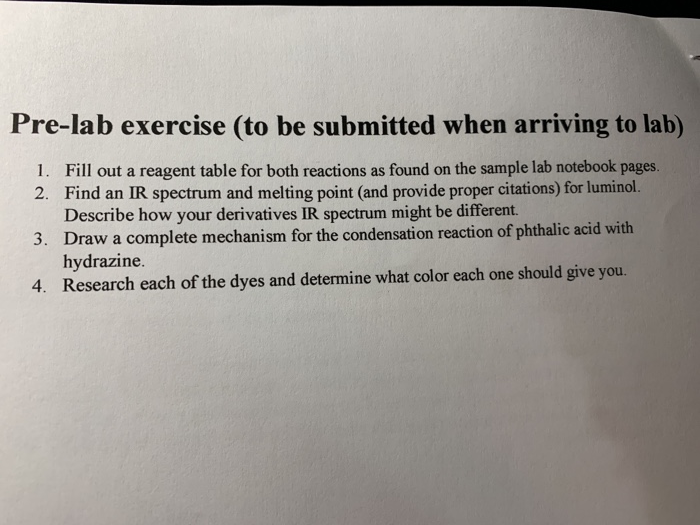 Solved Pre Lab Exercise To Be Submitted When Arriving To Chegg