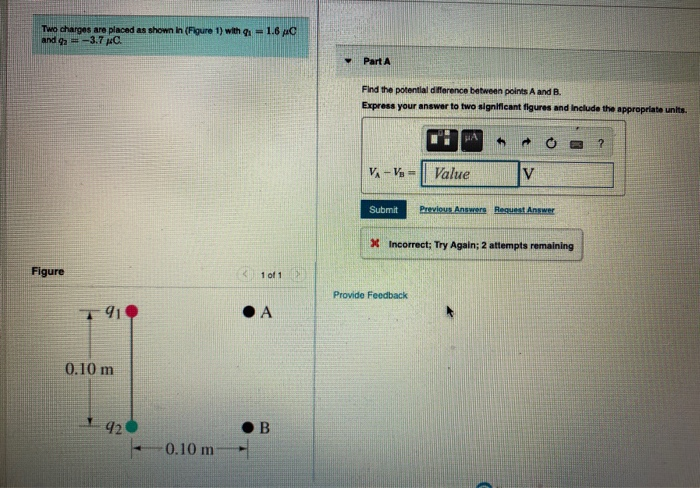 Solved Two charges are placed as shown in Figure 1) with 1.6 | Chegg.com