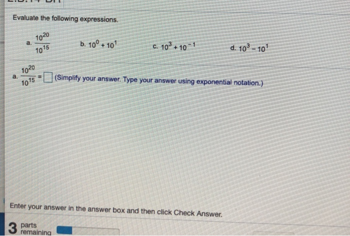 Solved Evaluate The Following Expressions 1020 A B 100 1608