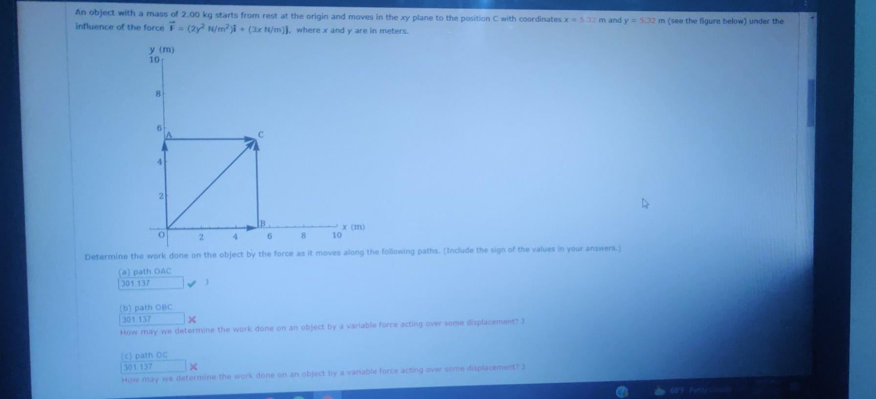 Solved An object with a mass of 2.00 kg starts from rest at | Chegg.com