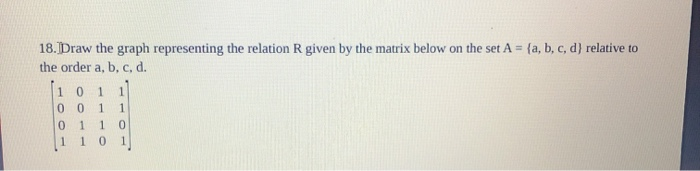 Solved 18. Draw The Graph Representing The Relation R Given | Chegg.com