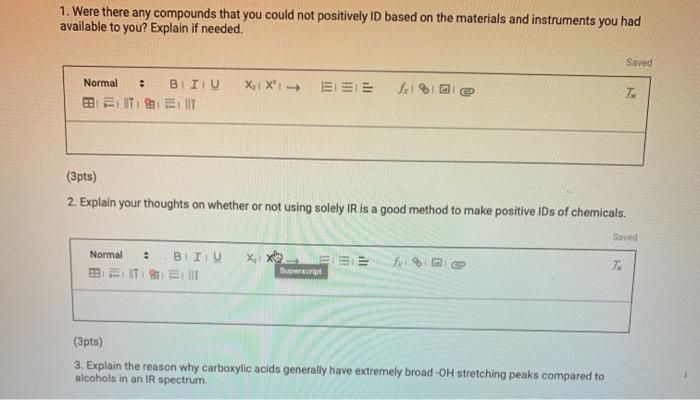 1. Were there any compounds that you could not | Chegg.com