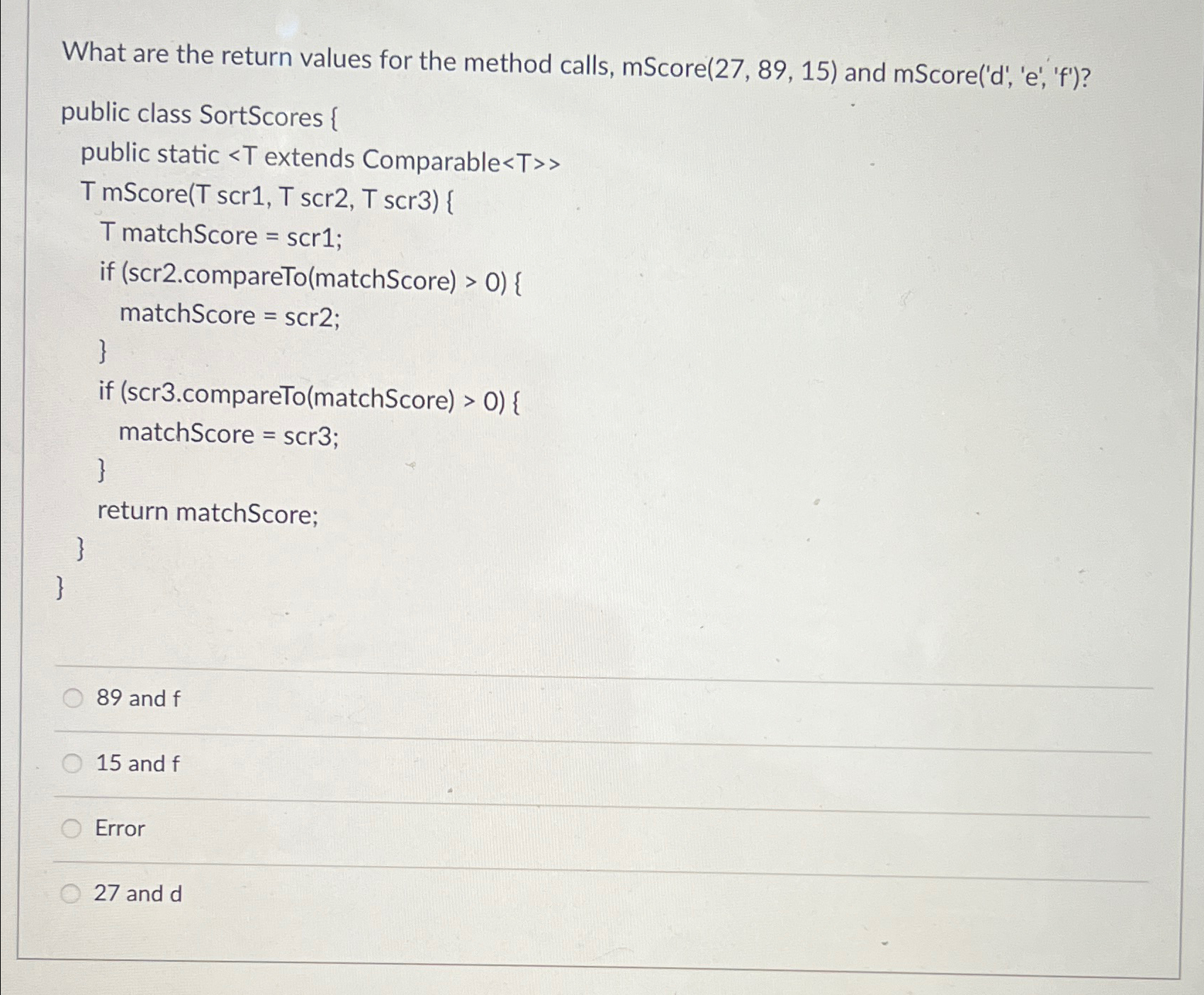 Solved What are the return values for the method calls, | Chegg.com