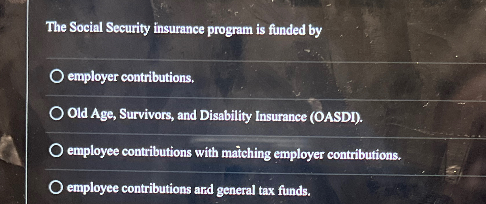 Solved The Social Security insurance program is funded | Chegg.com