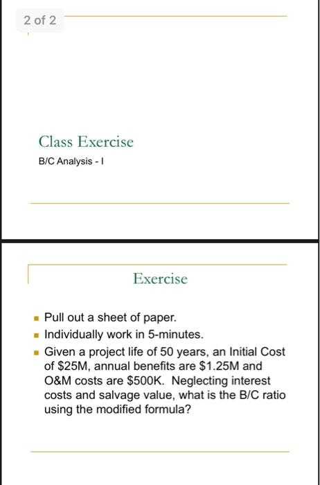 Solved 2 Of 2 Class Exercise B/C Analysis - 1 Exercise Pull | Chegg.com