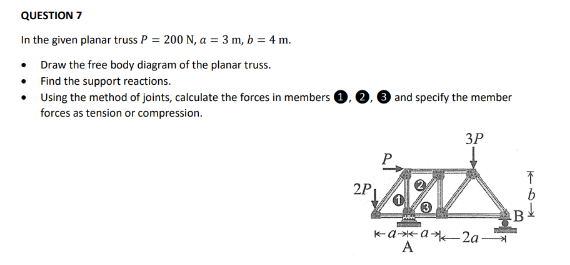 Solved QUESTION 7In the given planar truss | Chegg.com