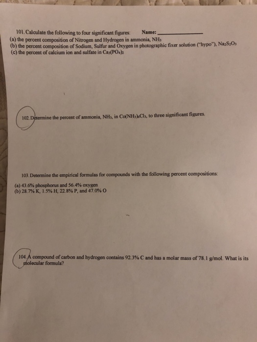 Solved 101. Calculate the following to four significant | Chegg.com