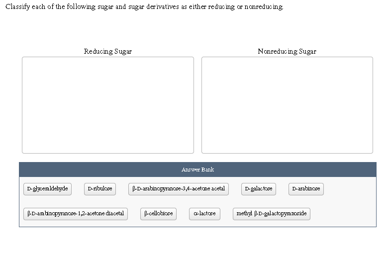 Solved Classify each of the following sugar and sugar | Chegg.com