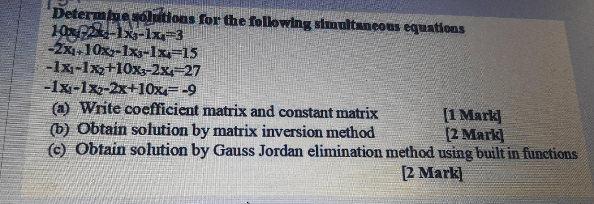 Solved Determing sogititons for the following simultaneous | Chegg.com