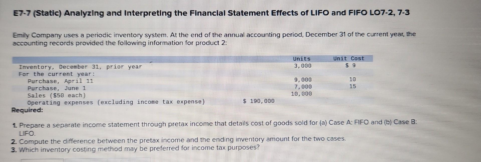 Solved Prepare a separate income statement through pretax | Chegg.com