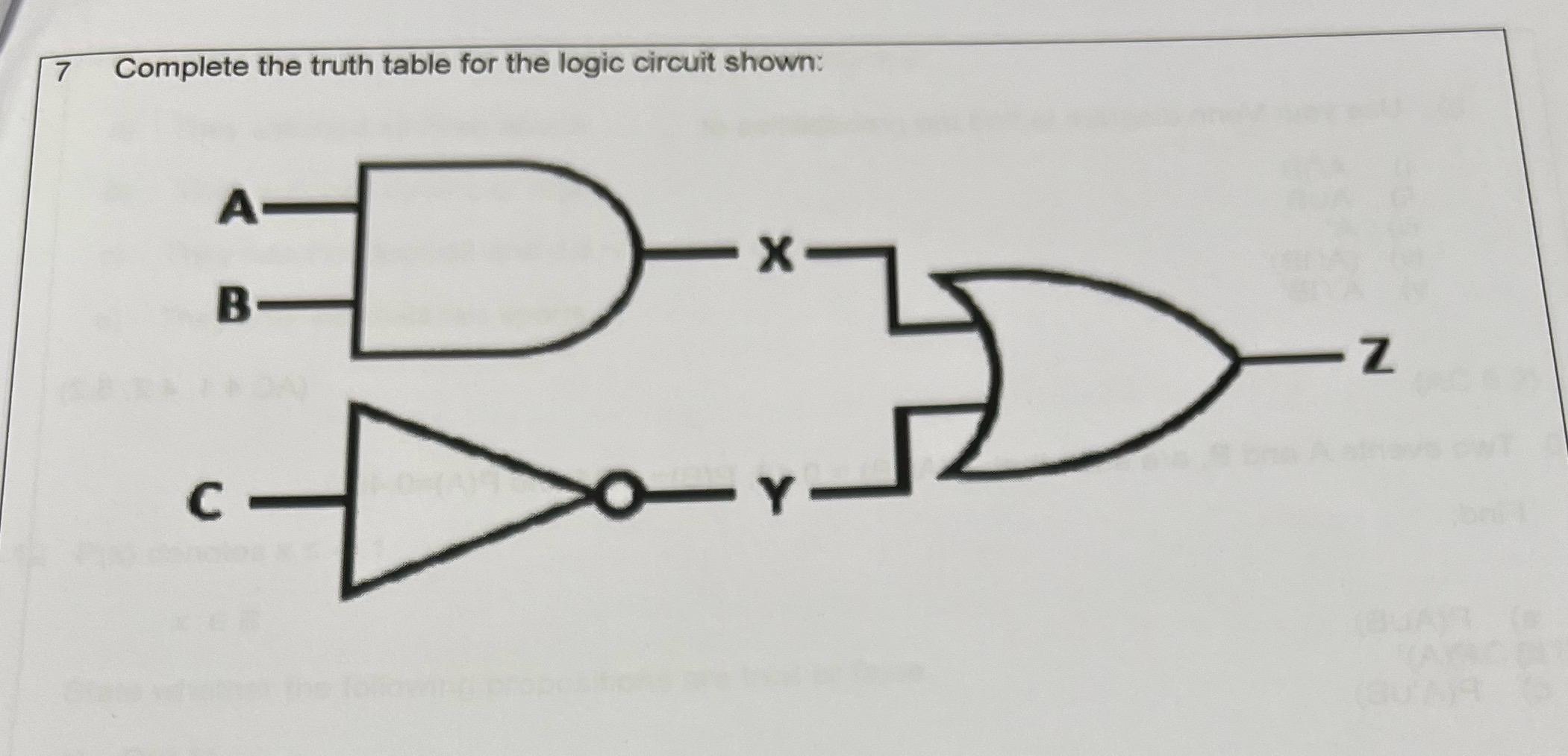 Solved 7 ﻿Complete the truth table for the logic circuit | Chegg.com
