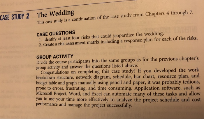 chapter 5 case study 2 the wedding