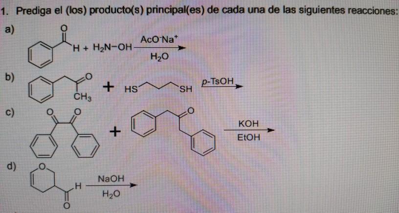 Solved 1. Prediga El (los) Producto(s) Principal(es) De Cada | Chegg.com