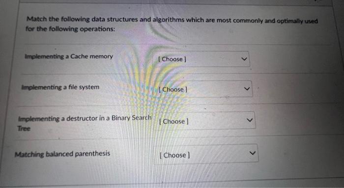 Match The Following Data Structures And Algorithms | Chegg.com