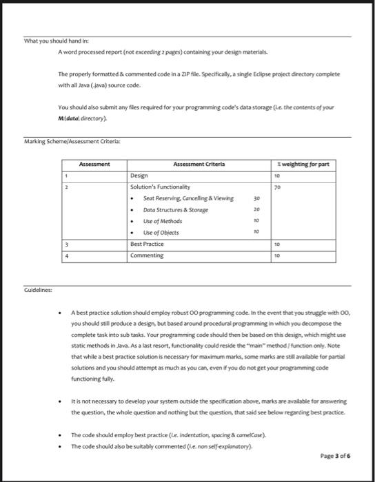 Solved Coursework Title: Seat Booking System Module Name: | Chegg.com