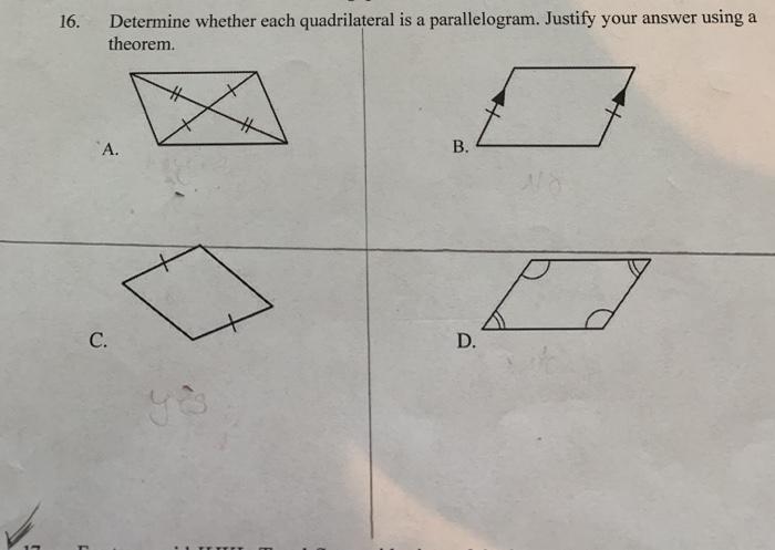 16 Determine Whether Each Quadrilateral Is A Chegg 