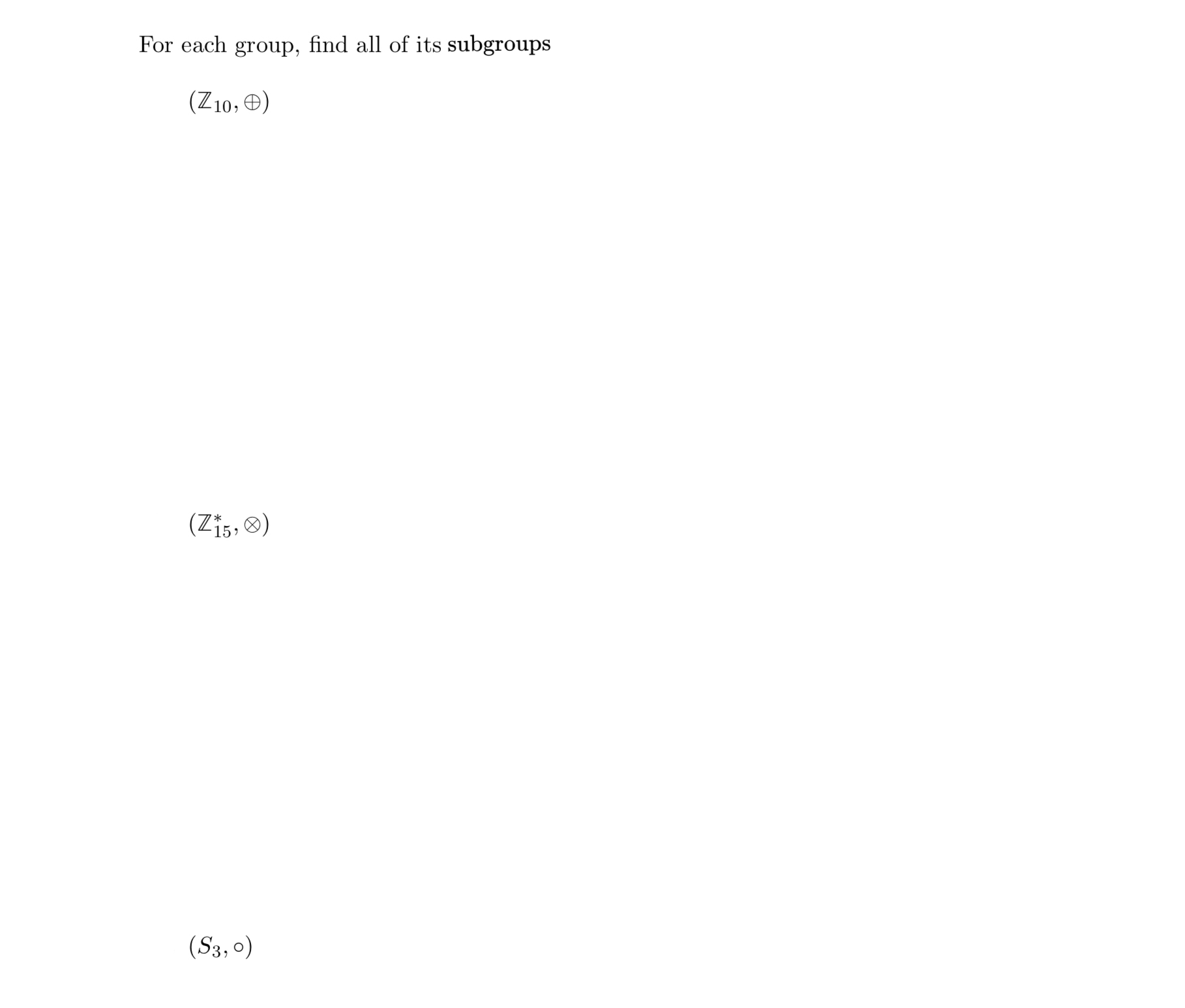Solved For each group, find all of its | Chegg.com