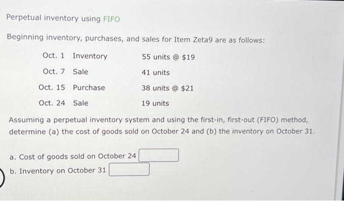 Solved Perpetual inventory using FIFO Beginning inventory, | Chegg.com