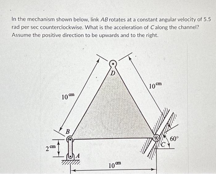 Solved In the mechanism shown below, link AB rotates at a | Chegg.com