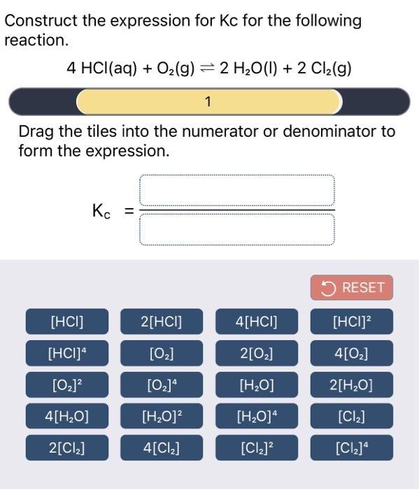 Solved Construct The Expression For Kc For The Following Chegg Com