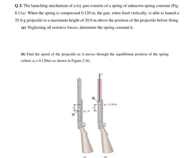 Solved Q 2: The launching mechanism of a toy gun consists of | Chegg.com