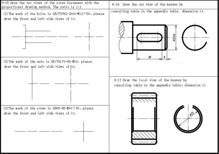 Solved 6-15 Drav the two views of the screv fasteners with | Chegg.com