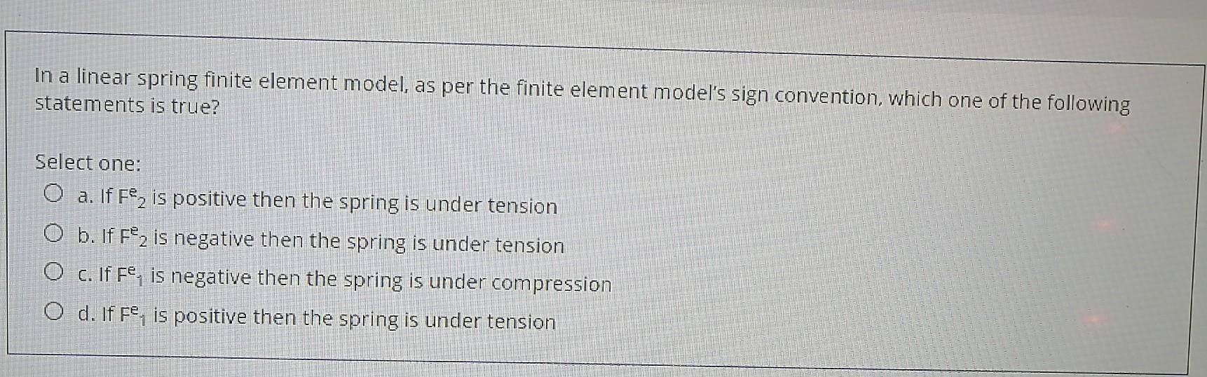 Solved In a linear spring finite element model, as per the | Chegg.com
