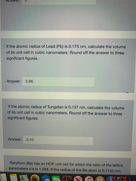 Solved a) If the atomic radius of Lead (Pb) is 0.175 nm, | Chegg.com