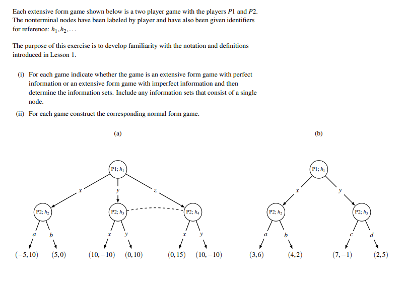 Solved Game Theory: Each Extensive Form Game Shown Below Is | Chegg.com