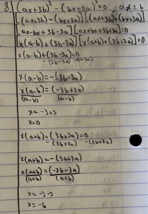Solved (ax+3b)−(bx+3a)][(ax+3b)+(bx+3a)] | Chegg.com