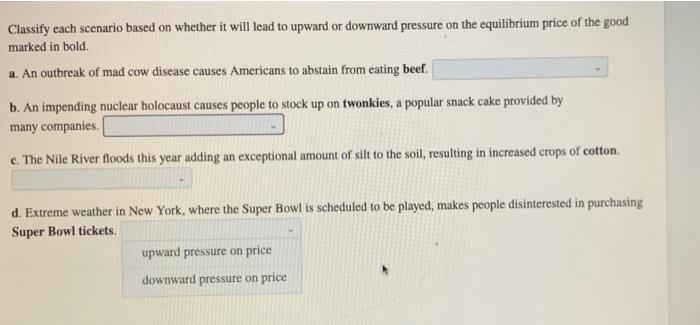 Solved Classify each scenario according to whether it | Chegg.com
