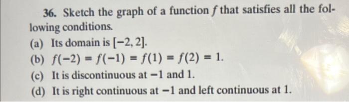 Solved 36. Sketch the graph of a function f that satisfies | Chegg.com