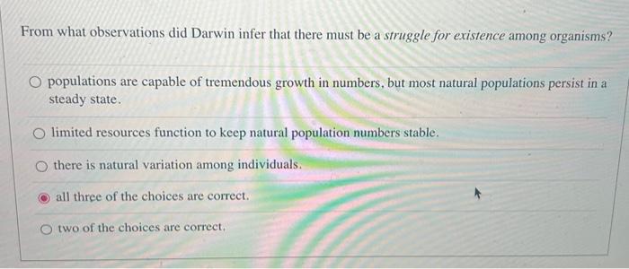 Solved From what observations did Darwin infer that there | Chegg.com
