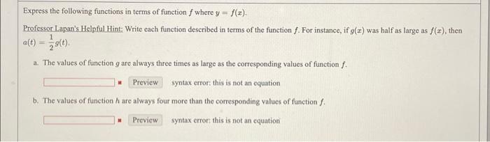 Solved Express the following functions in terms of function | Chegg.com
