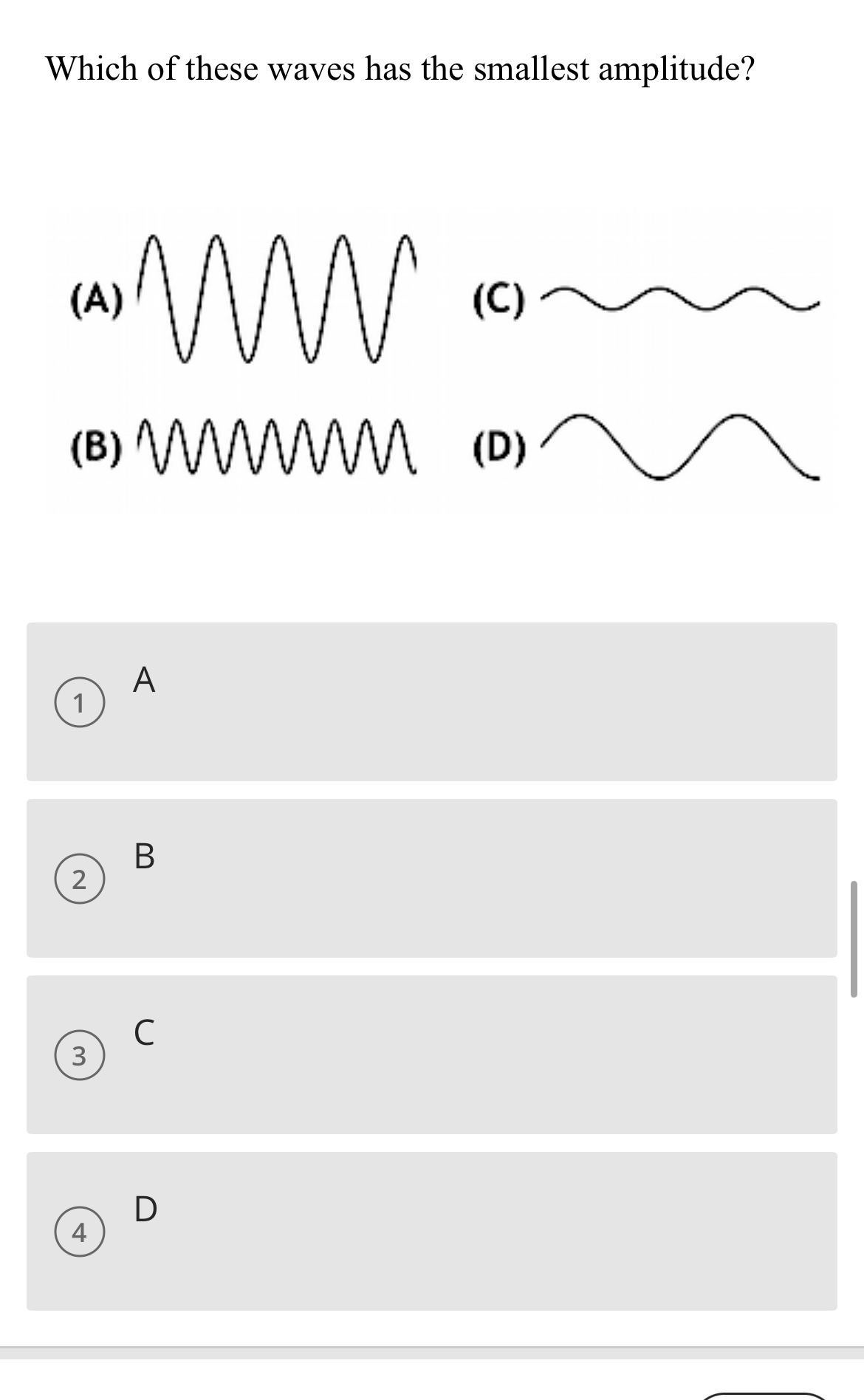 Which of these waves has the smallest