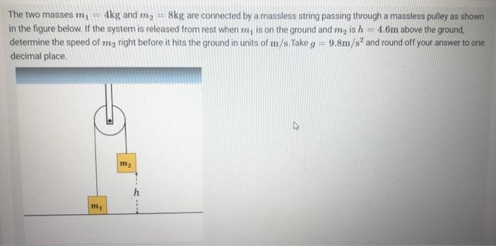 Solved The Two Masses M1=4 Kg And M2=8 Kg Are Connected By A | Chegg.com