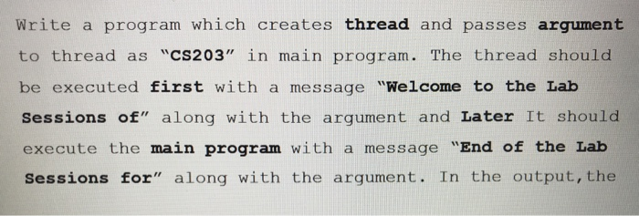 Solved Write a program which creates thread and passes | Chegg.com