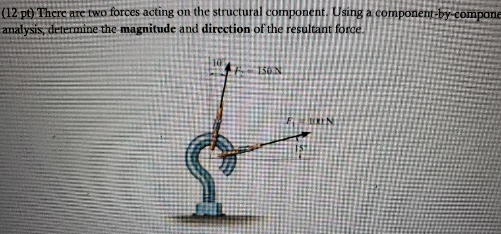 Solved (12 pt) There are two forces acting on the structural | Chegg.com