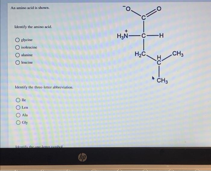 Solved An amino acid is shown. CEO Identify the amino acid. | Chegg.com