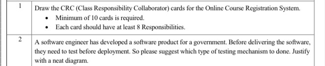 Solved Draw the CRC (Class Responsibility Collaborator) | Chegg.com