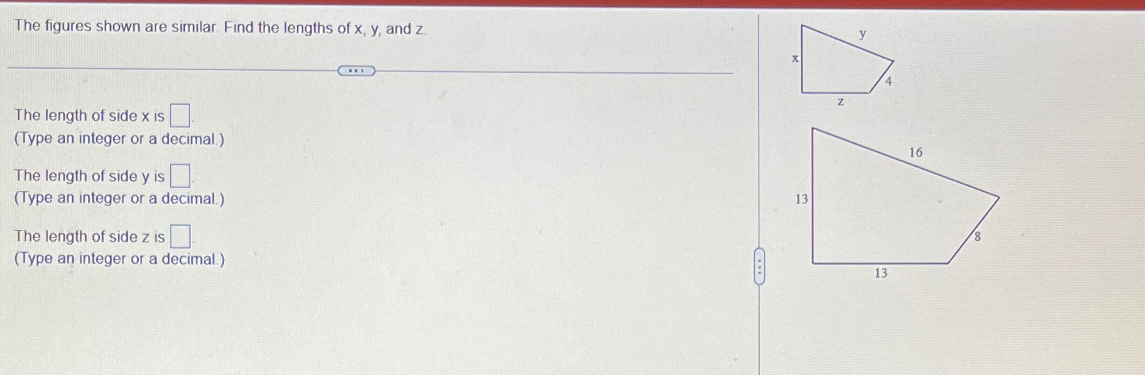 Solved The figures shown are similar. Find the lengths of | Chegg.com